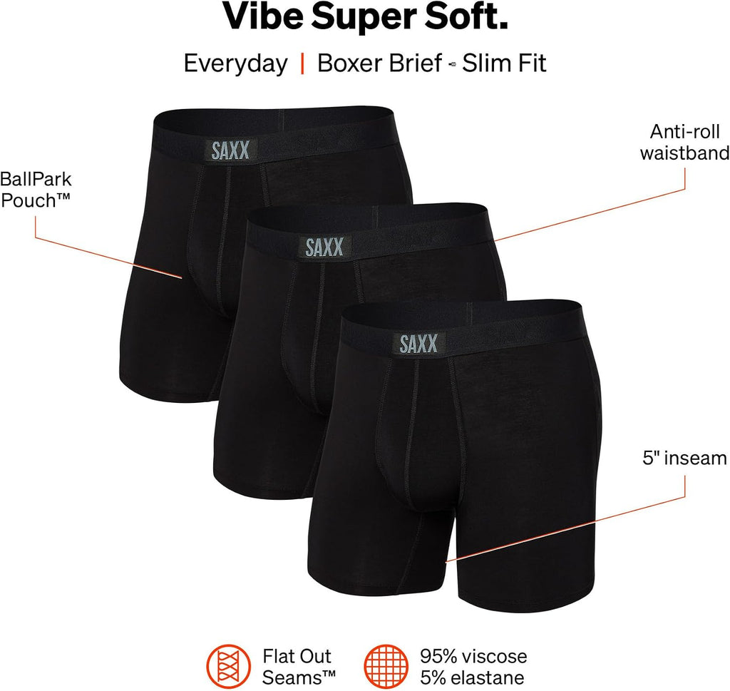 Men'S Underwear with Pouch Vibe Super Soft Boxer Brief 3Pk