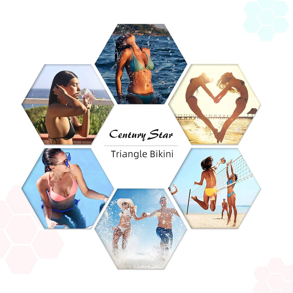 Women Cute String Triangle Bikini Sets - Swimsuits Two-Piece Tie Side Adjustable Ties Halter Bathing Suit