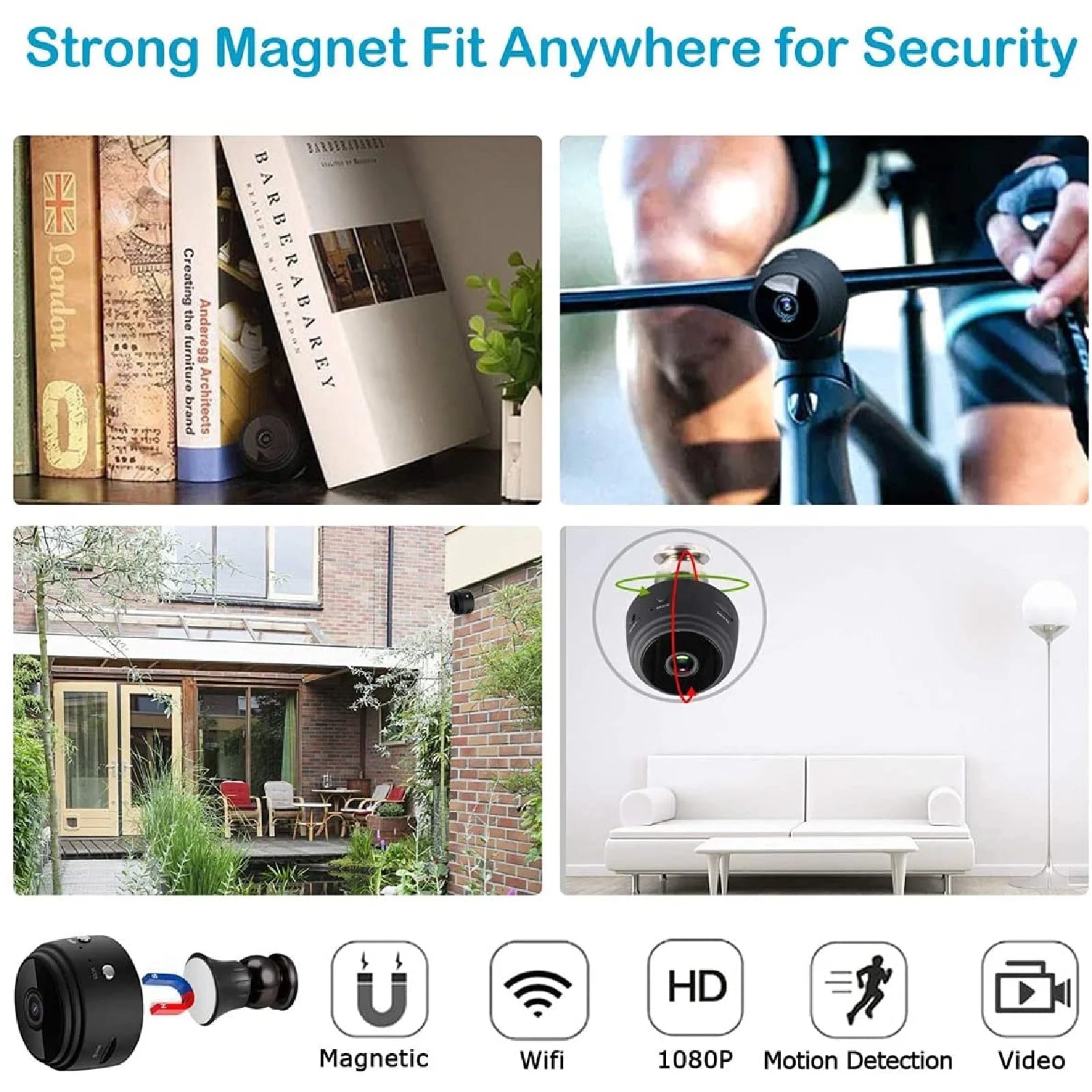 SZDUDU 1080P HD Wifi Mini Security Camera, Small Home Security Camera for Indoor Outdoor