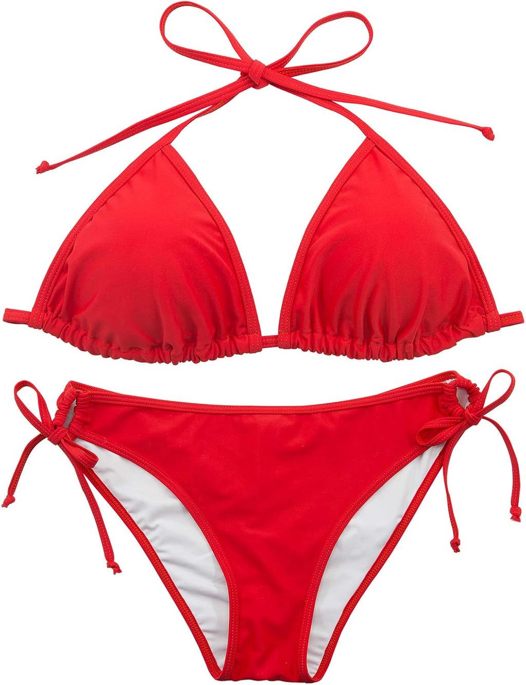 Women Cute String Triangle Bikini Sets - Swimsuits Two-Piece Tie Side Adjustable Ties Halter Bathing Suit
