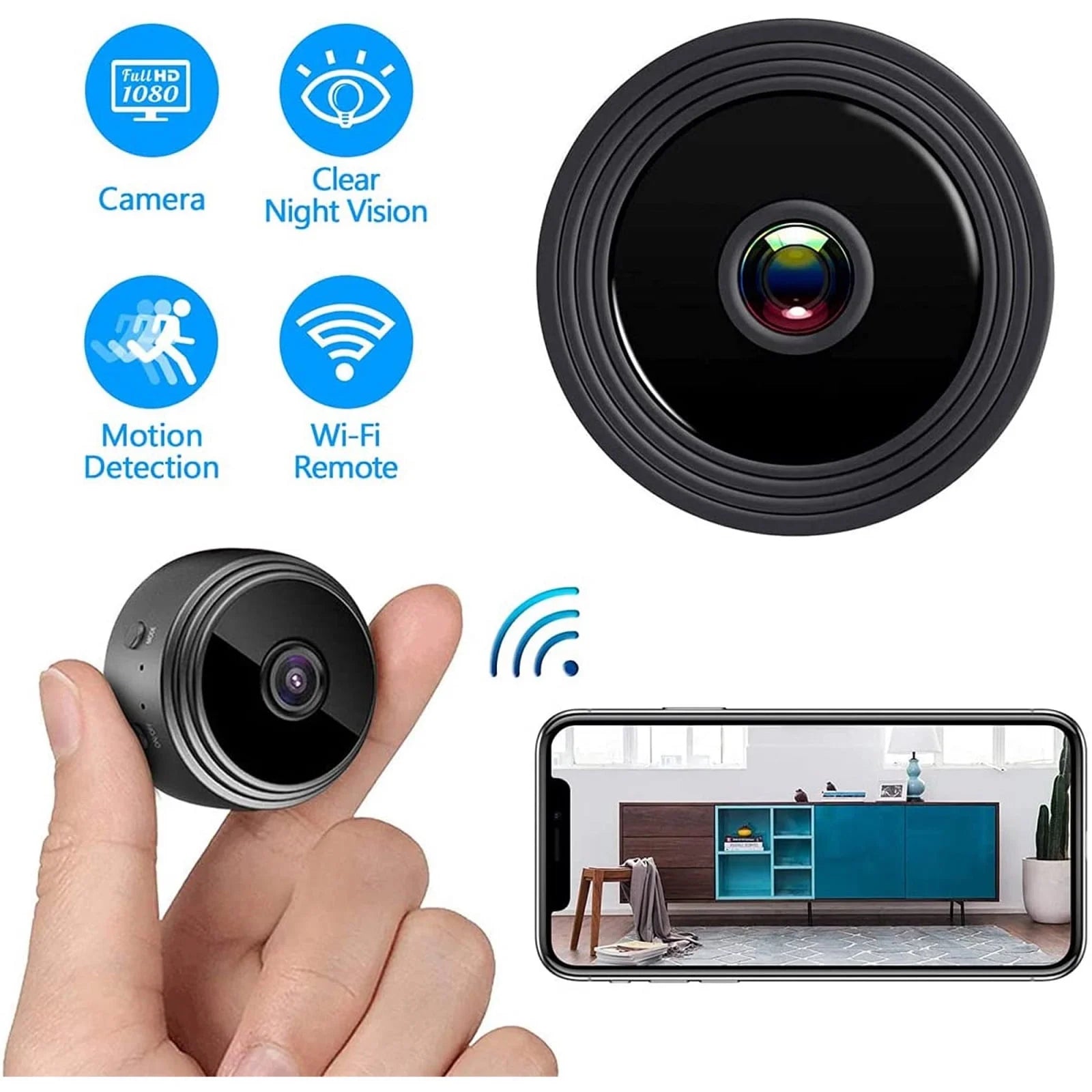 SZDUDU 1080P HD Wifi Mini Security Camera, Small Home Security Camera for Indoor Outdoor