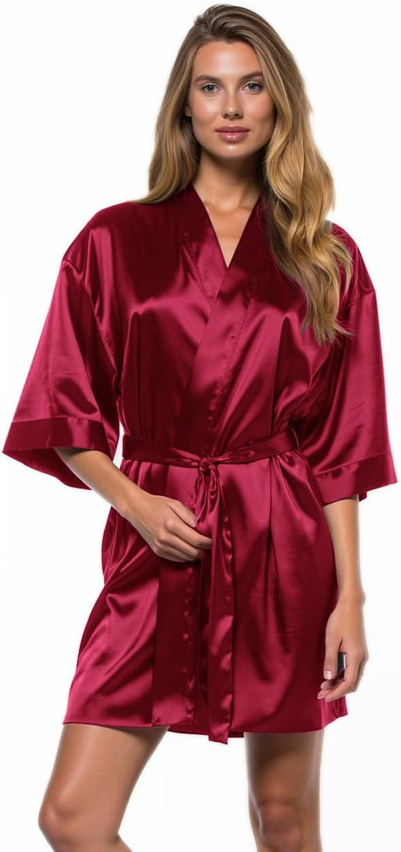 Women'S Silky Satin Kimono Robes for Bridesmaids, Bride, Short Loungewear, Lingerie Dressing Gown Silk like VS Robe