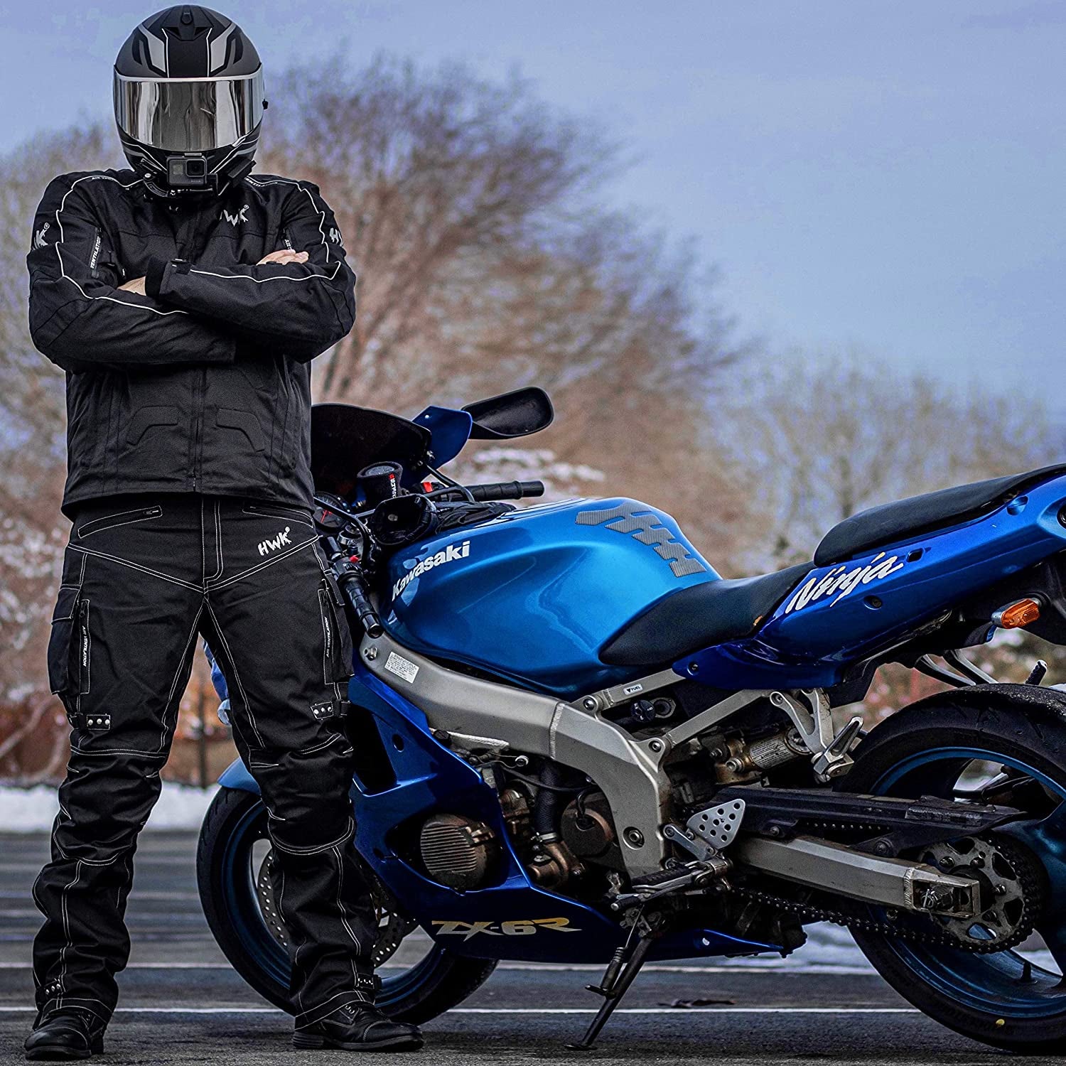 HWK Spyder Motorcycle Jacket for Men with Weather Resistant Cordura Textile Fabric for Enduro Motocross Jacket