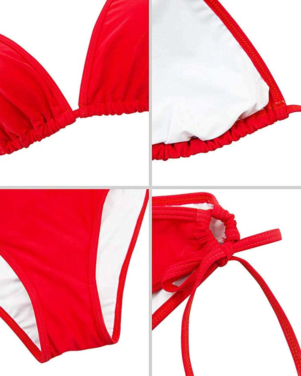 Women Cute String Triangle Bikini Sets - Swimsuits Two-Piece Tie Side Adjustable Ties Halter Bathing Suit